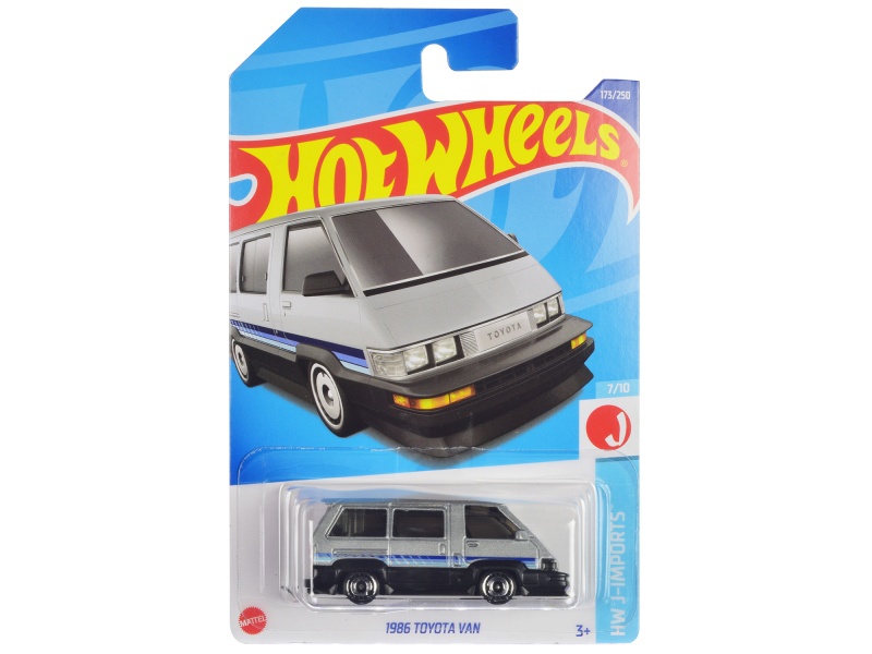 1986 Toyota Van Silver Metallic and Black with Stripes Diecast Model Car by Hot Wheels - HW J-Imports Series