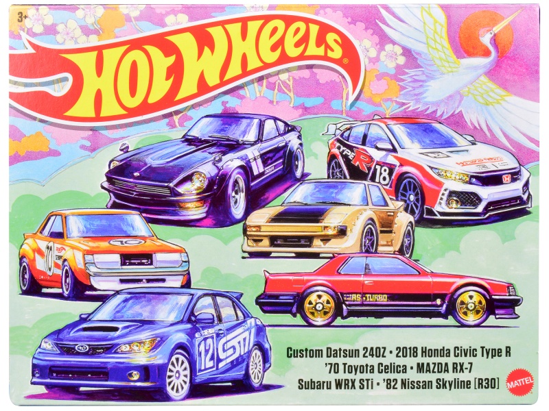 "Japanese Import" 6 Piece Set Diecast Model Cars By Hot Wheels