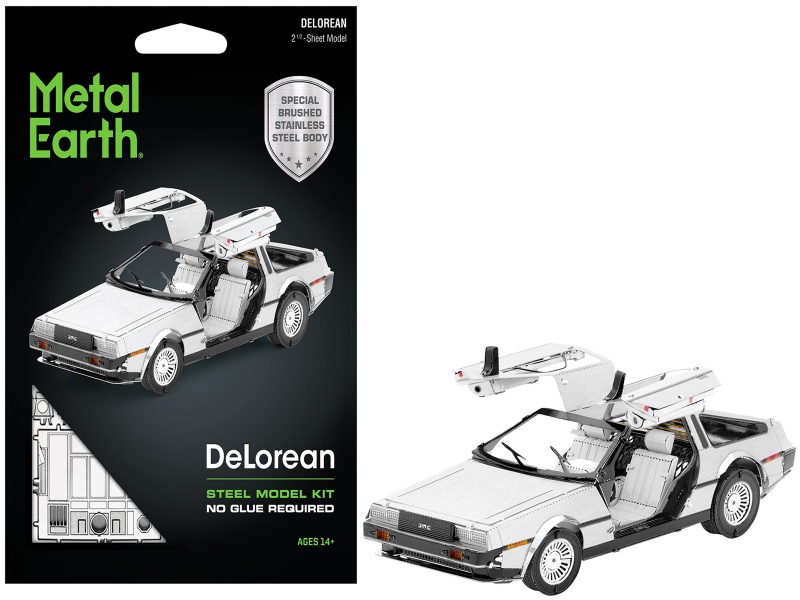 Model Kit Delorean Brushed Metal (Moderate Difficulty) Steel Model By Metal Earth