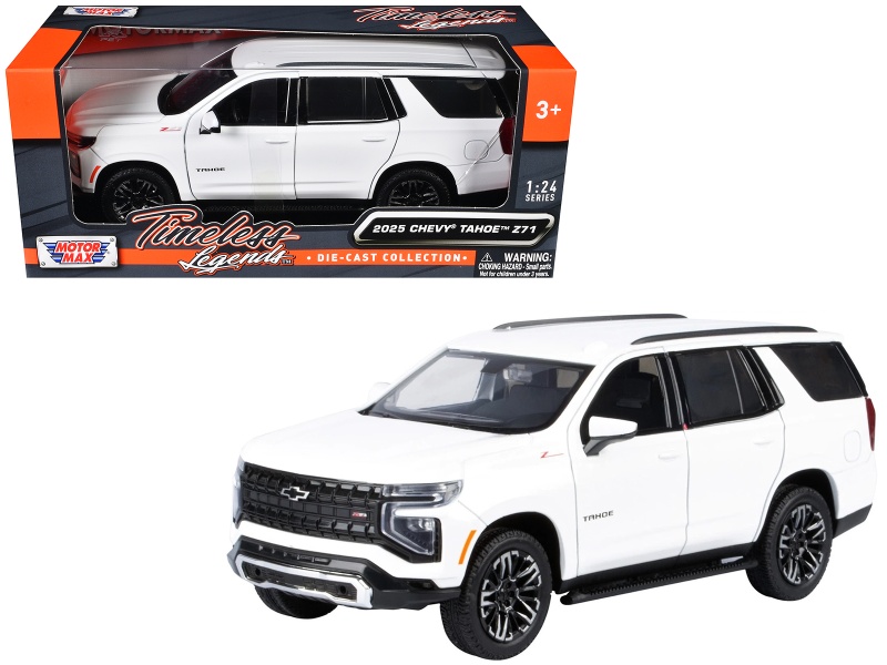 2025 Chevrolet Tahoe Z71 White "Timeless Legends" Series 1/24 Diecast Model Car By Motormax