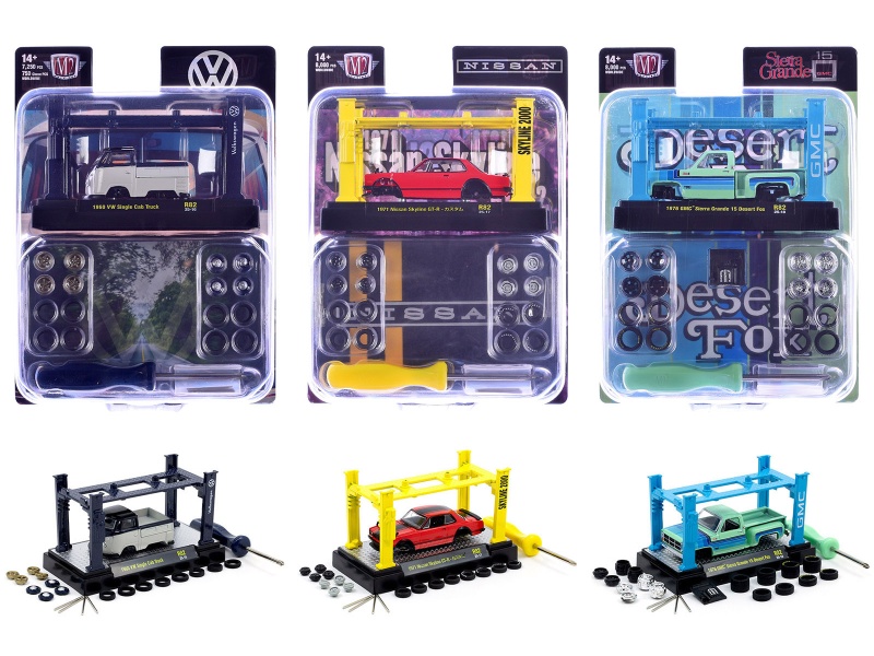 Model Kit 3 Piece Car Set Release 82 Limited Edition To 8000 Pieces Worldwide 1/64 Diecast Model Cars By M2 Machines