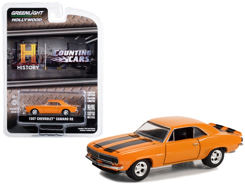 1967 Chevrolet Camaro Rs Orange With Black Stripes "Counting Cars" (2012-Current) Tv Series "Hollywood Series" Release 37 1/64 Diecast Model Car By Greenlight