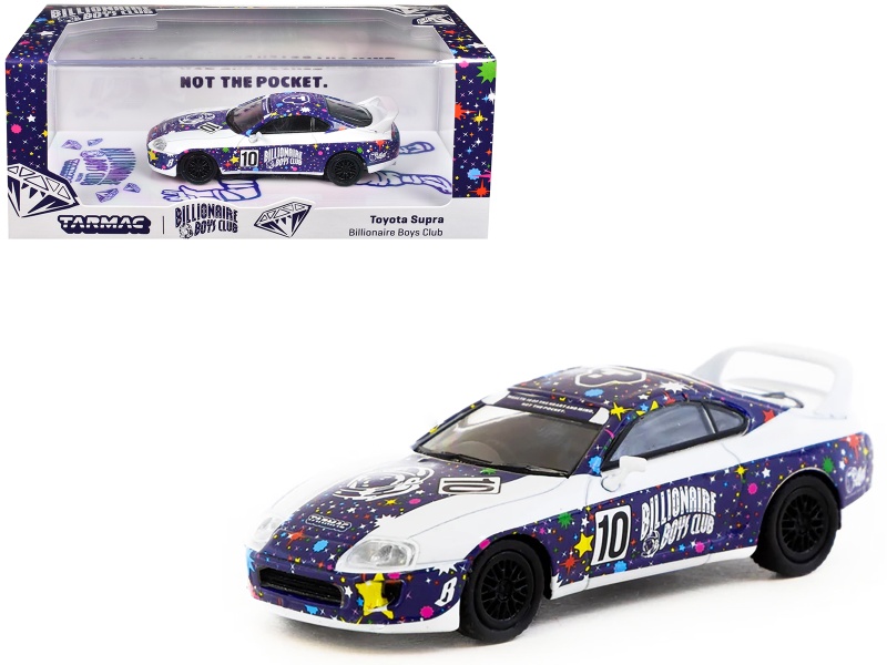 Toyota Supra Rhd (Right Hand Drive) #10 "Billionaire Boys Club" Purple And White With Graphics "Hobby64" Series 1/64 Diecast Model Car By Tarmac Works