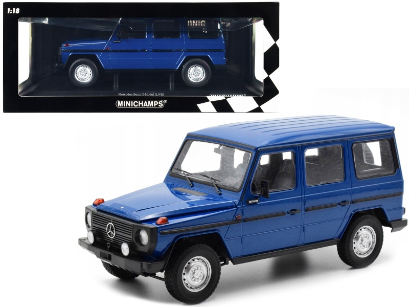 1980 Mercedes-Benz G-Model LWB, Dark Blue with Black Stripes, 1/18 Diecast Model Car