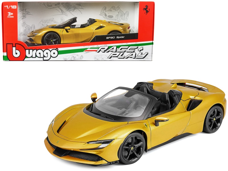 Ferrari SF90 Spider Gold Metallic 1/18 Diecast Model Car