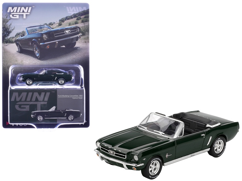 1964 Ford Mustang Convertible Highland Green Limited Edition 1/64 Diecast Model Car By Mini Gt