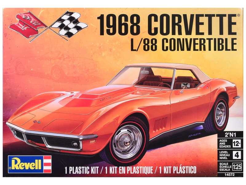 Level 4 Model Kit 1968 Chevrolet Corvette L/88 Convertible 2-In-1 1/25 Scale Model By Revell