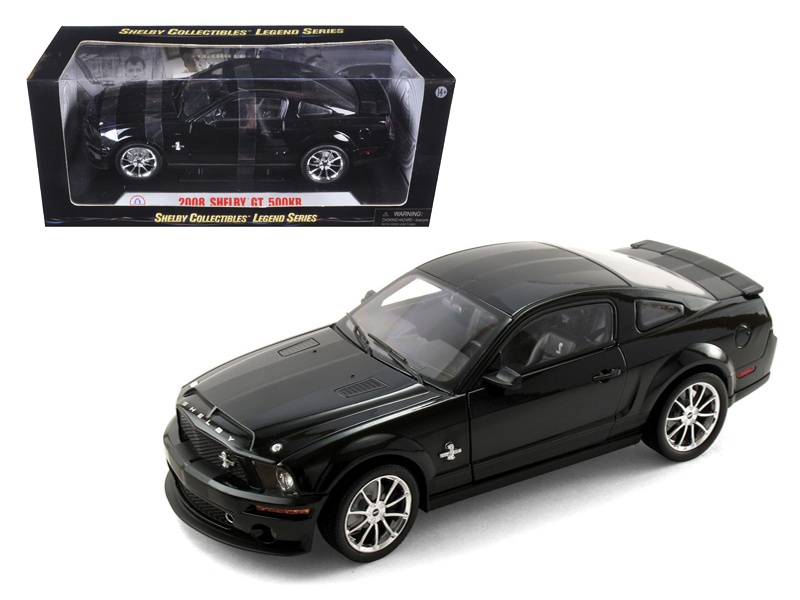 2008 Ford Shelby Mustang Gt500kr Black With Black Stripes 1/18 Diecast Model Car By Shelby Collectibles