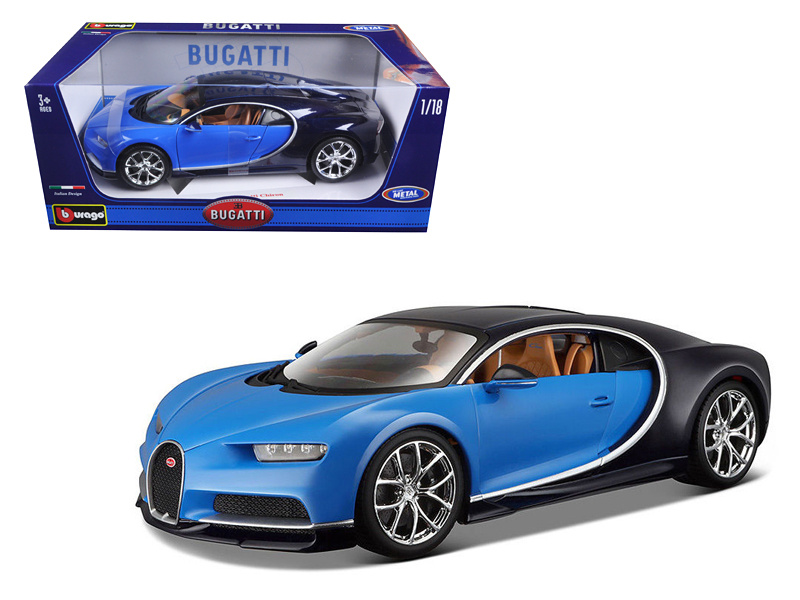 2016 Bugatti Chiron Blue 1/18 Diecast Model Car By Bburago