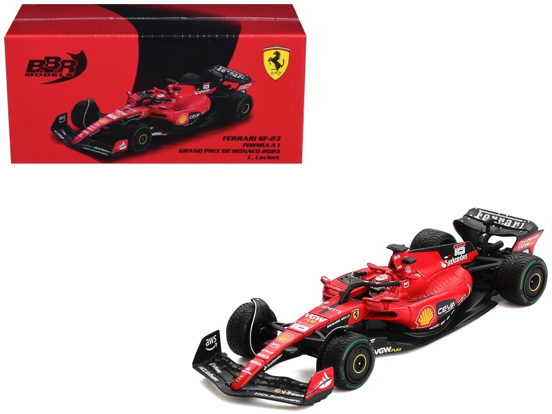 Ferrari Sf-23 #16 Charles Leclerc Formula One F1 "Monaco Gp" (2023) 1/64 Diecast Model Car By Bbr Models