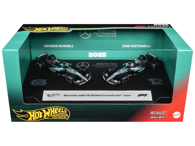"Mercedes-Amg Petronas Formula One Team" Formula One F1 World Championship (2025) 2 Piece Set Diecast Model Cars By Hot Wheels