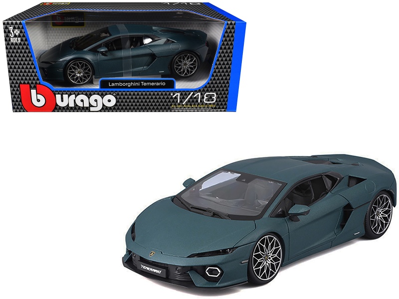 Lamborghini Temerario Matt Blue Metallic 1/18 Diecast Model Car By Bburago