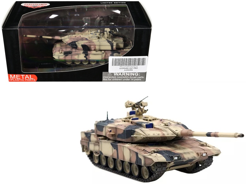 Leopard 2 A7+ Main Battle Tank Desert Camouflage German Army Armor Premium Series 1/72 Diecast Model