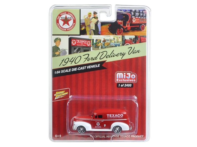 1940 Ford Delivery Van "Texaco" Red 1/64 Diecast Model Car By Johnny Lightning