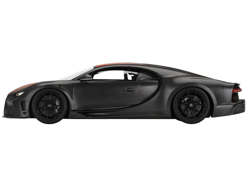 Bugatti Chiron Super Sport 300+ Matt Black With Orange Stripes "World Record 304.773 Mph" 1/18 Model Car By Top Speed