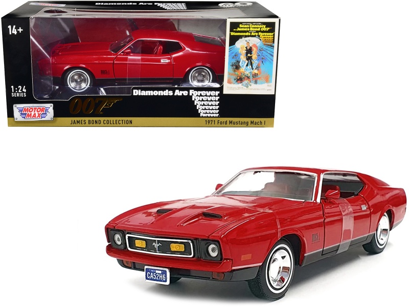 1971 Ford Mustang Mach 1 Red James Bond 007 “Diamonds Are Forever” 1/24 Diecast Model by Motormax