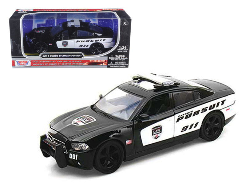 2011 Dodge Charger Pursuit Police Black And White 1/24 Diecast Model Car By Motormax
