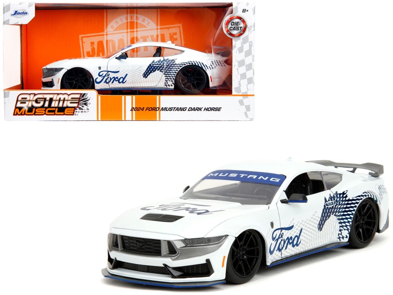 2024 Ford Mustang Dark House White Diecast Model Car - Bigtime Muscle Series