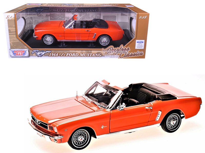 1964 1/2 Ford Mustang Convertible Orange "Timeless Classics" 1/18 Diecast Model Car By Motormax