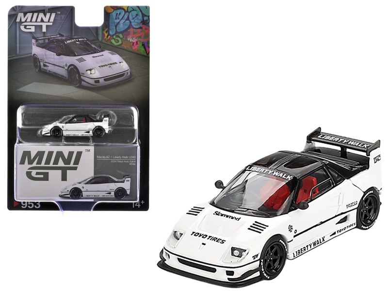 Mazda Az-1 Liberty Walk Lb40 Rhd (Right Hand Drive) White With Black Top "2024 Tokyo Auto Salon" Limited Edition 1/64 Diecast Model Car By Mini Gt