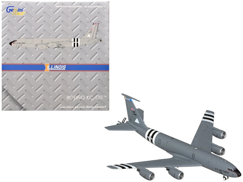 Boeing Kc-135R Stratotanker Aircraft "Illinois Air National Guard" United States Air Force (63-7981) Gray "Gemini Macs" Series 1/400 Diecast Model Airplane By Geminijets