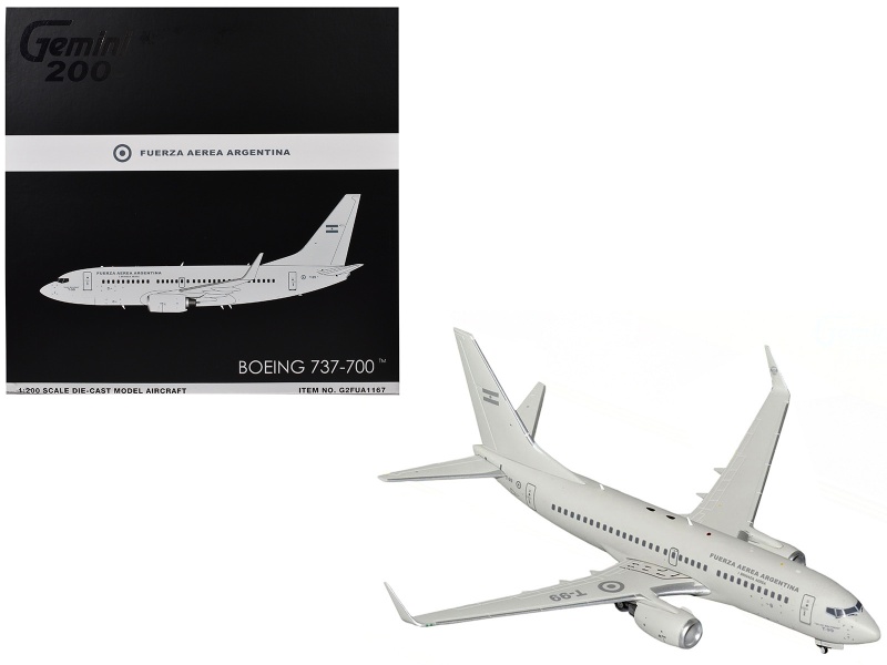 Boeing 737-700 Transport Aircraft "Fuerza Aerea Argentina (Air Force)" (T-99) Gray "Gemini 200" Series 1/200 Diecast Model Airplane By Geminijets