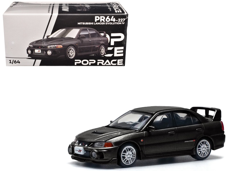 Mitsubishi Lancer Evolution Iv Rhd (Right Hand Drive) Pyrenees Black Pearl 1/64 Diecast Model Car By Pop Race