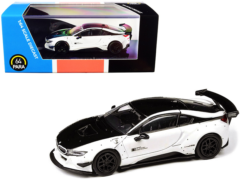 Bmw I8 Liberty Walk White And Black 1/64 Diecast Model Car By Paragon