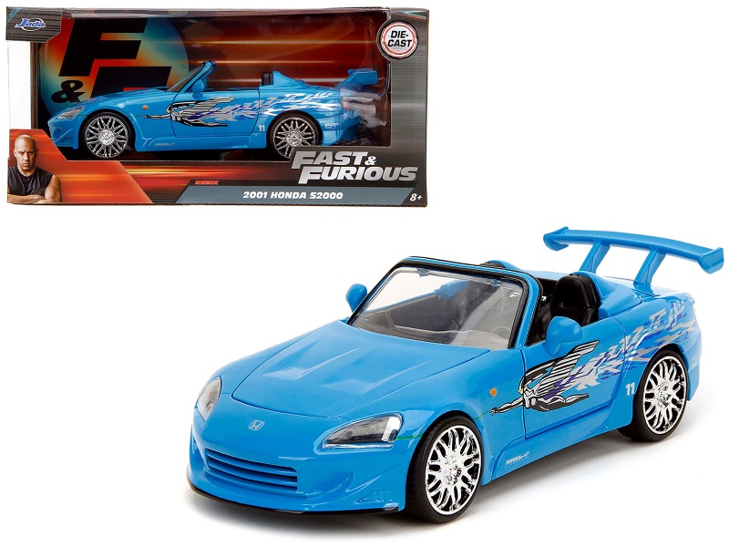 2001 Honda S2000 Convertible Blue With Graphics "Fast & Furious Remix" Series 1/24 Diecast Model Car By Jada