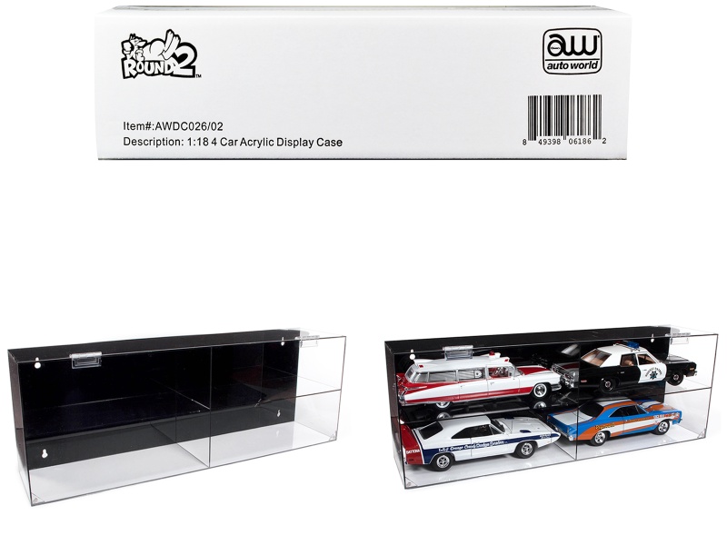 4 Car Acrylic Display Show Case For 1/18 Scale Models By Auto World