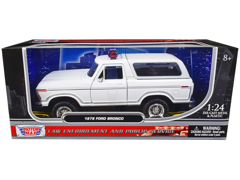 1978 Ford Bronco Police Car Unmarked White 1/24 Diecast Model