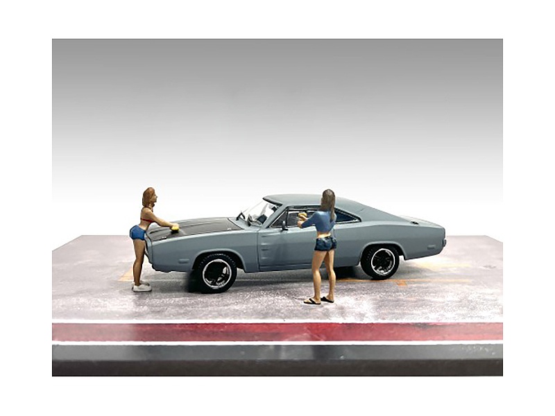 "Car Wash Girls" Set 2 Jessica And Jennifer 2 Piece Figure Set For 1/43 Scale Models By American Diorama