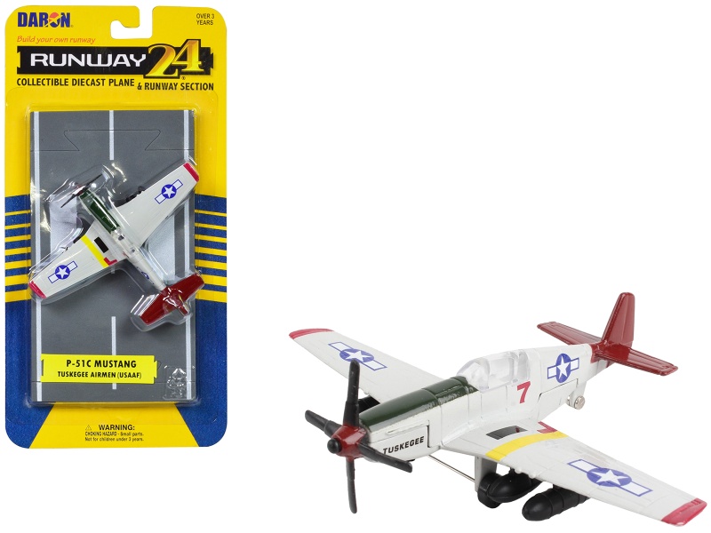 North American P-51C Mustang Fighter Aircraft Gray 'Tuskegee Airmen-United States Army Air Force' Diecast Model Airplane by Runway24