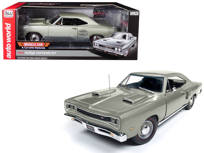 1969 Dodge Coronet R/T Silver "Mcacn" Muscle Car & Corvette Nationals Limited Edition To 1002 Pieces Worldwide 1/18 Diecast Model Car By Auto World