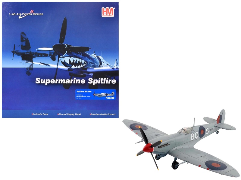 Supermarine Spitfire Mk Ixc Fighter Aircraft "Ma466 Bq-S No. 451 Squadron Corsica" (1944) Royal Australian Air Force "Air Power Series" 1/48 Diecast Model By Hobby Master