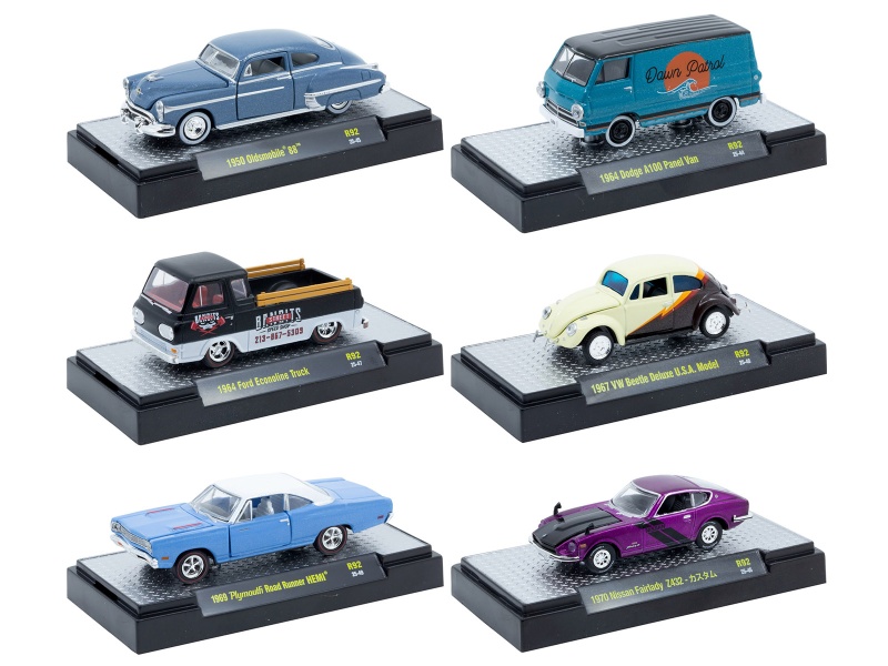 "Auto Meets" Set Of 6 Cars In Display Cases Release 92 Limited Edition 1/64 Diecast Model Cars By M2 Machines