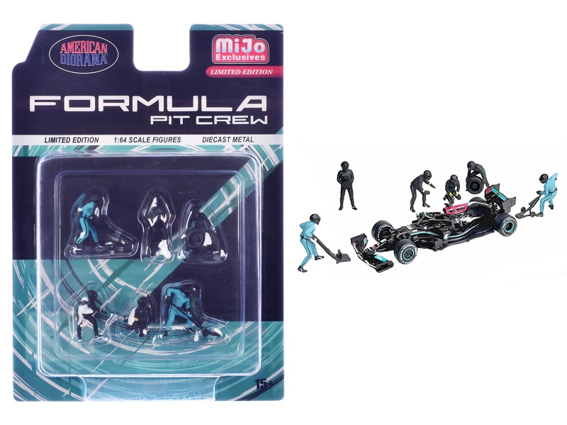 Formula Pit Crew – Team Black 6-Piece Diecast Figure Set
