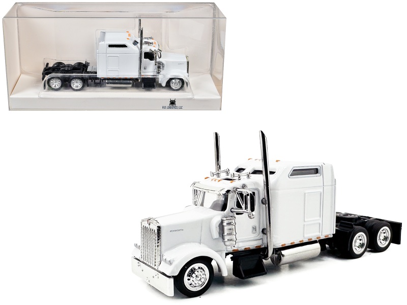 Kenworth W900l Truck Tractor With Sleeper Cab White 1/87 (Ho) Scale Plastic Model Car By Ho Logistics