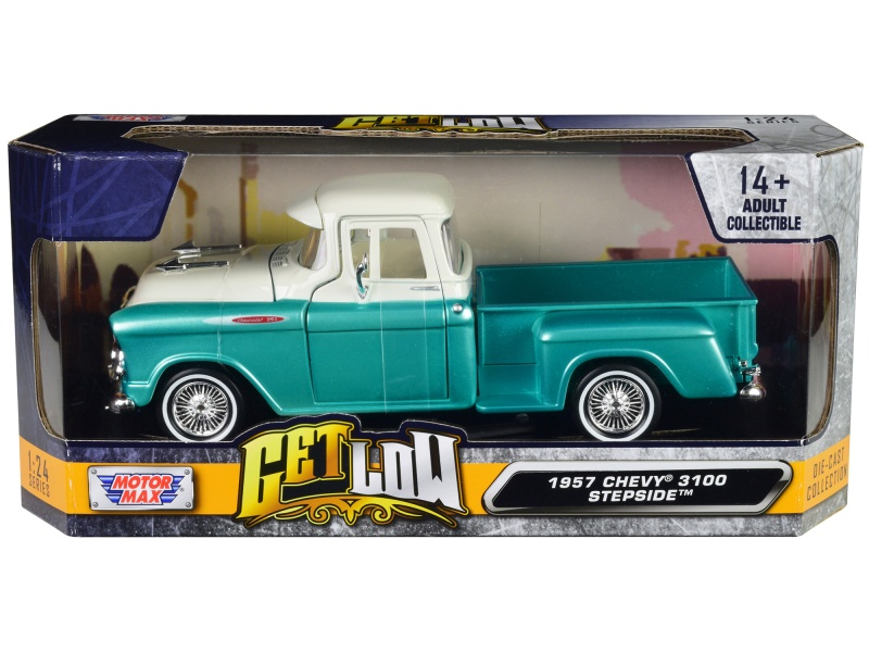 1957 Chevrolet 3100 Stepside Pickup Truck Lowrider Diecast Model Car - 'Get Low' Series