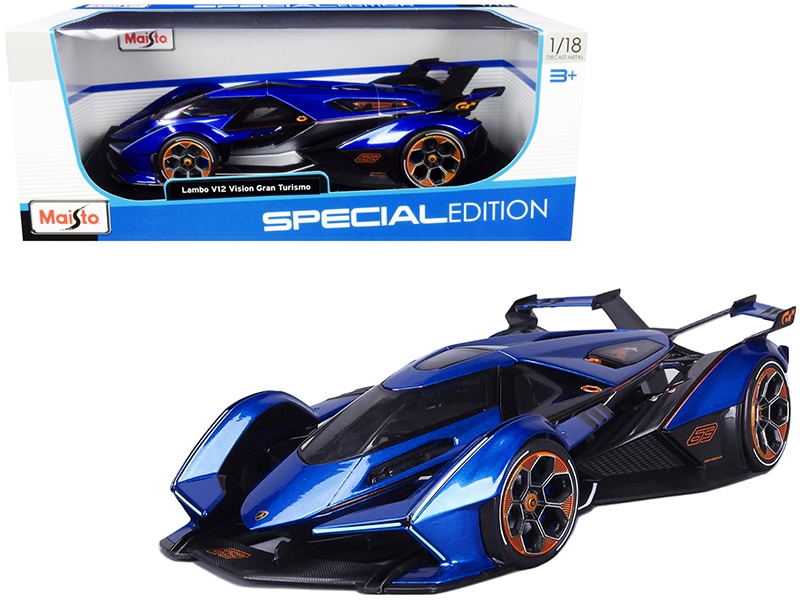 Lamborghini V12 Vision Gran Turismo Blue Metallic 1/18 Diecast Model Car By Maisto