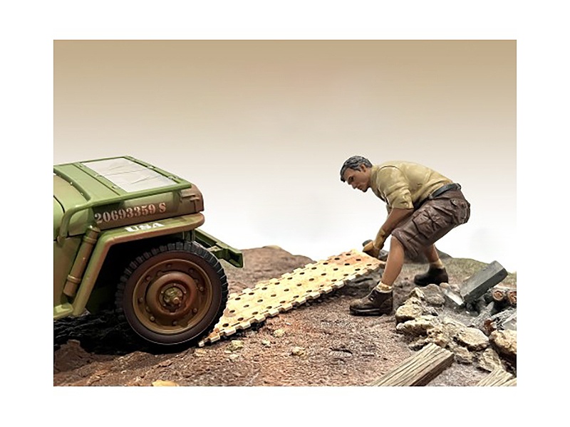 "4X4 Mechanic" Figure 2 With Board Accessory For 1/18 Scale Models By American Diorama