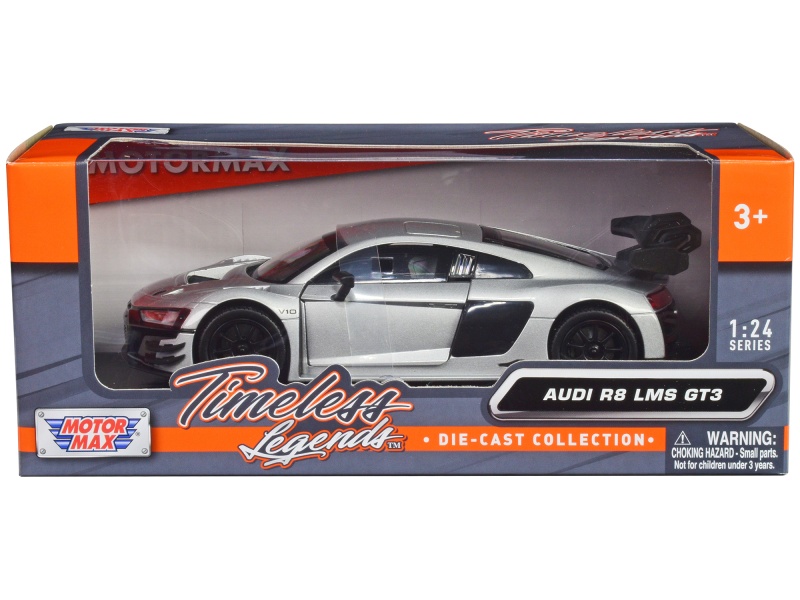 Audi R8 LMS GT3 Silver Metallic Diecast Model Car - Timeless Legends Series 1/24