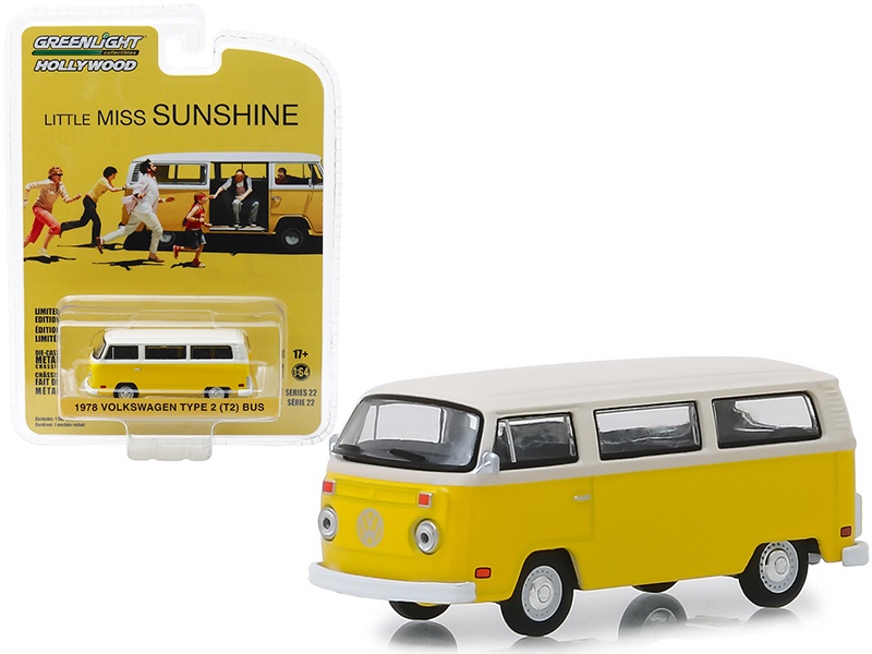 1978 Volkswagen Type 2 (T2) Bus Yellow With White Top "Little Miss Sunshine" (2006) Movie "Hollywood Series" Release 22 1/64 Diecast Model Car By Greenlight