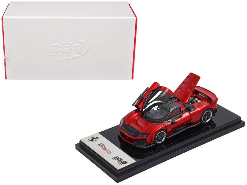 Ferrari F80 Supercar Rosso (Red) Metallic With Black Metallic Top 1/64 Diecast Model Car By Bbr