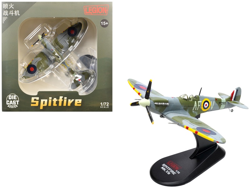 Supermarine Spitfire Mk Iia Fighter Aircraft "P7290 Air Fighting Development Unit Raf Duxford" (1942) Royal Air Force 1/72 Diecast Model By Legion