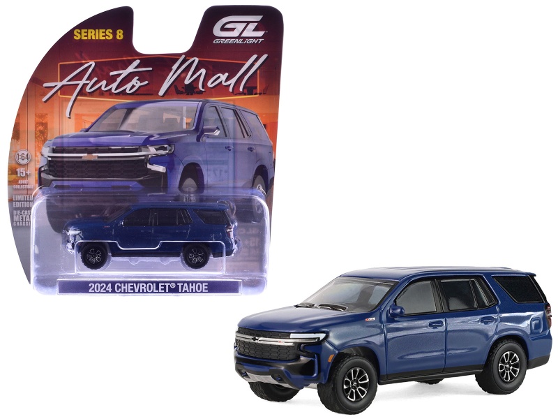 2024 Chevrolet Tahoe Midnight Blue Metallic "Auto Mall" Series 8 1/64 Diecast Model Car By Greenlight