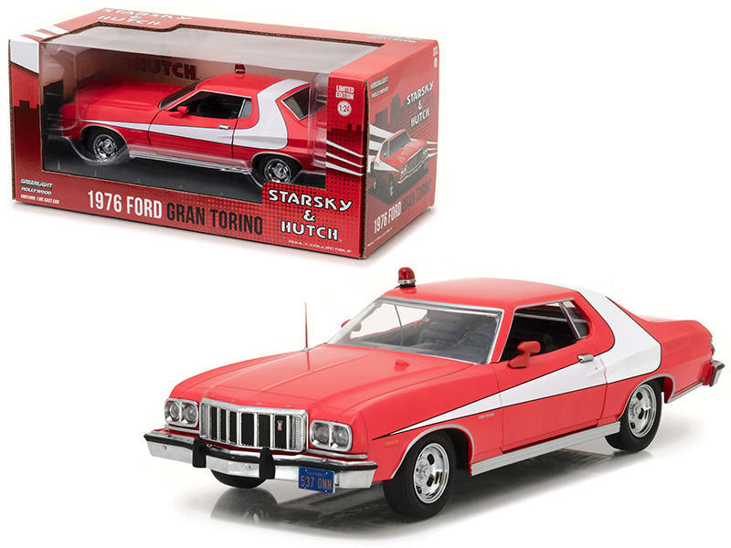 1976 Ford Gran Torino Red With White Stripes "Starsky And Hutch" (1975-1979) Tv Series 1/24 Diecast Model Car By Greenlight