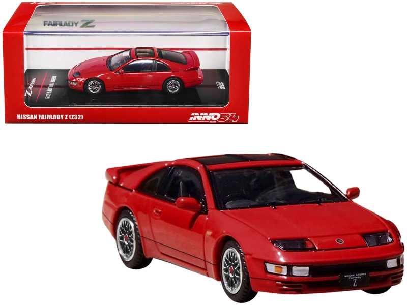 Nissan Fairlady Z (Z32) Rhd (Right Hand Drive) Aztec Red With Sunroof And Extra Wheels 1/64 Diecast Model Car By Inno Models