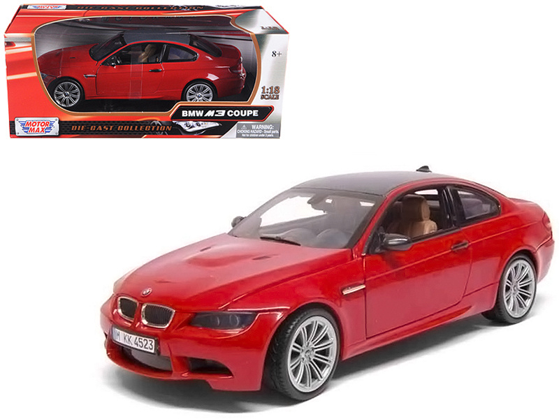 Bmw M3 E92 Coupe Red With Carbon Top 1/18 Diecast Model Car By Motormax