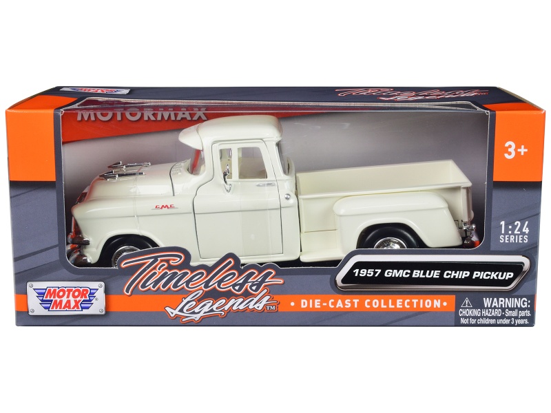 1957 GMC Blue Chip Pickup Truck White 'Timeless Legends' Series 1/24 Diecast Model Car by Motormax